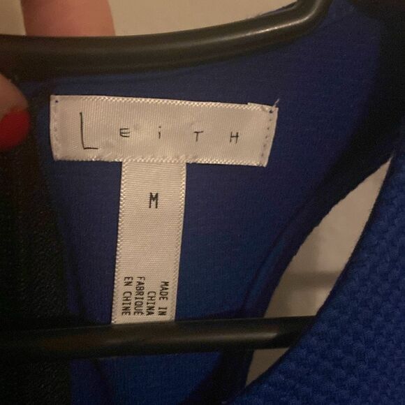 NWT Leith Womens Pebbled Waffle Texture Cobalt Blue Bodycon Sleeveless Dress - Picture 7 of 7